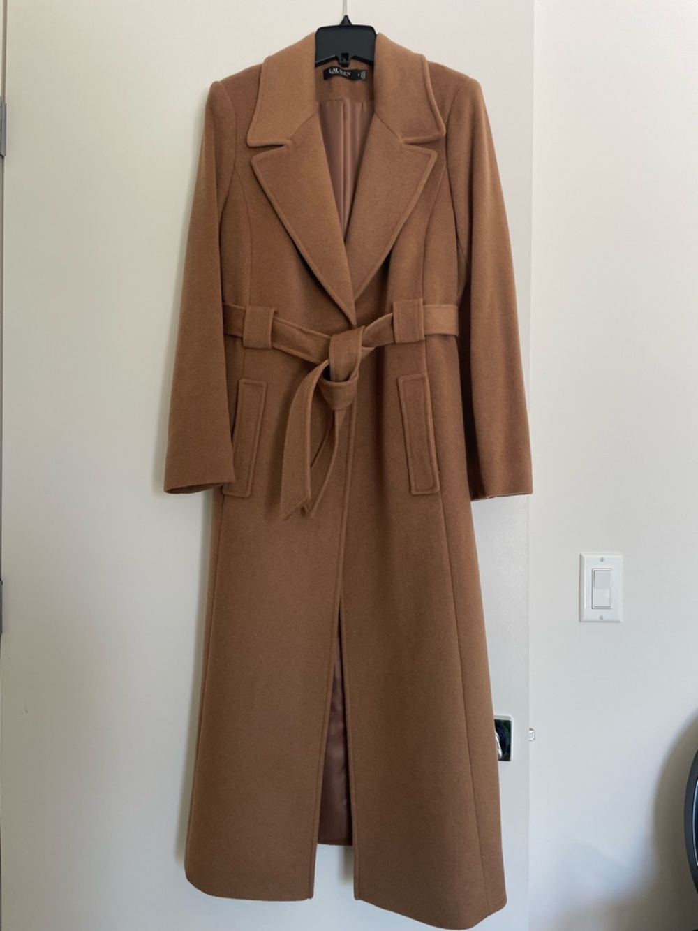Ralph Lauren Double Breasted Belted Full Length Camel Wool Coat - Picture 5 of 16